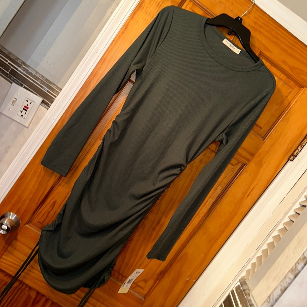 Long Sleeve Cinched Side Bodycon Dress